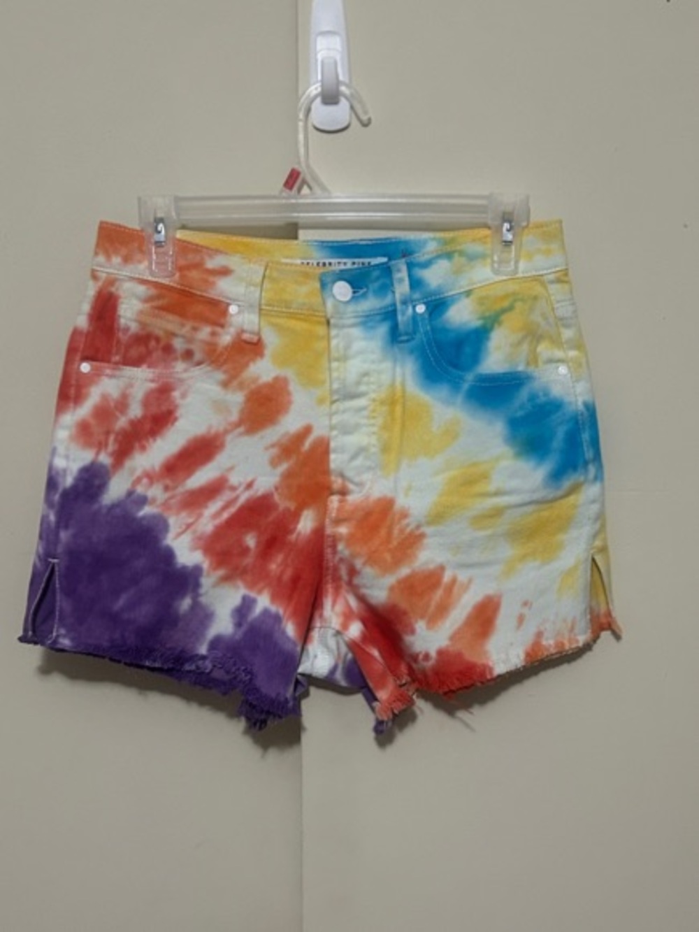 Celebrity Pink Tie-Dye Denim Cutoff Shorts - Multicolor